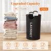 Lifewit 100L 2-Pack Large Laundry Basket, Collapsible Laundry Hamper with Aluminum Handles, Waterproof Freestanding Dirty Clothes Hampers for Laundry Room Bedroom Dorm Bathroom, Black(Black)