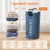 Lifewit 100L 2-Pack Large Laundry Basket, Collapsible Laundry Hamper with Aluminum Handles, Waterproof Freestanding Dirty Clothes Hampers for Laundry Room Bedroom Dorm Bathroom, Black(Blue)