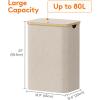 Lifewit 100L Laundry Basket with Lid, Clothes Hampers for Laundry with Bamboo Handles and A Removable Bag, Large Foldable Laundry Hamper for Bedroom, Bathroom, Dorm, Laundry Room, Beige(Beige)