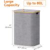 Lifewit 100L Laundry Basket with Lid, Clothes Hampers for Laundry with Bamboo Handles and A Removable Bag, Large Foldable Laundry Hamper for Bedroom, Bathroom, Dorm, Laundry Room, Beige(Light Gray)