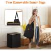 Lifewit 120L Double Laundry Hamper with Lid, Large Dual Laundry Basket Removable Bags, 2 Sections Aesthetic Clothes Hampers for Laundry with Bamboo Handles for Bedroom Bathroom Dorm, Black(Black)