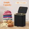 Lifewit 120L Double Laundry Hamper with Lid, Large Dual Laundry Basket Removable Bags, 2 Sections Aesthetic Clothes Hampers for Laundry with Bamboo Handles for Bedroom Bathroom Dorm, Black(Black)