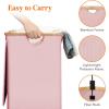 Lifewit 120L Double Laundry Hamper with Lid, Large Dual Laundry Basket Removable Bags, 2 Sections Aesthetic Clothes Hampers for Laundry with Bamboo Handles for Bedroom Bathroom Dorm, Black(Pink)