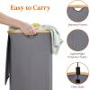 Lifewit 120L Double Laundry Hamper with Lid, Large Dual Laundry Basket Removable Bags, 2 Sections Aesthetic Clothes Hampers for Laundry with Bamboo Handles for Bedroom Bathroom Dorm, Black(Grey)