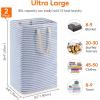 Lifewit 2 Pack Laundry Hamper Large Collapsible Laundry Baskets, Freestanding Waterproof Clothes Hamper with Easy Carry Handles in Laundry Room Bedroom Bathroom College Dorm for Adults, Grey, 2 x 80L(Grey-Blue)