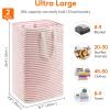 Lifewit 2 Pack Laundry Hamper Large Collapsible Laundry Baskets, Freestanding Waterproof Clothes Hamper with Easy Carry Handles in Laundry Room Bedroom Bathroom College Dorm for Adults, Grey, 2 x 80L(Blue-Pink)