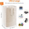 Lifewit 2 Pack Laundry Hamper Large Collapsible Laundry Baskets, Freestanding Waterproof Clothes Hamper with Easy Carry Handles in Laundry Room Bedroom Bathroom College Dorm for Adults, Grey, 2 x 80L(Beige)
