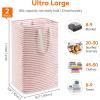 Lifewit 2 Pack Laundry Hamper Large Collapsible Laundry Baskets, Freestanding Waterproof Clothes Hamper with Easy Carry Handles in Laundry Room Bedroom Bathroom College Dorm for Adults, Grey, 2 x 80L(Grey-Pink)