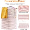 Lifewit 2 Pack Laundry Hamper Large Collapsible Laundry Baskets, Freestanding Waterproof Clothes Hamper with Easy Carry Handles in Laundry Room Bedroom Bathroom College Dorm for Adults, Grey, 2 x 80L(pink)