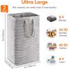 Lifewit 2 Pack Laundry Hamper Large Collapsible Laundry Baskets, Freestanding Waterproof Clothes Hamper with Easy Carry Handles in Laundry Room Bedroom Bathroom College Dorm for Adults, Grey, 2 x 80L(Black)