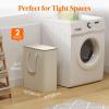 Lifewit 65L Slim Laundry Hamper, Small Laundry Basket with Lid, Dirty Narrow Collapsible Clothes Storage with Easy Carry Extended Handles, Tall Hampers for Bedroom Laundry Room, White, 2 Packs(White)