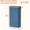 Lifewit 65L Slim Laundry Hamper with Lid, Narrow Laundry Basket with Removable Bag & Bamboo Handles, Fodable Thin Dirty Clothes Hamper for Laundry Collapsible Bin for Bathroom Bedroom Dorm, Dark Gray(Dark Blue)