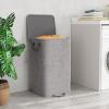 Lifewit Double Laundry Hamper with Lid and Removable Laundry Bags, Large Collapsible 2 Dividers Dirty Clothes Basket with Handles for Bedroom, Laundry Room, Closet, Bathroom, College, 136L Gray(Gray)