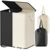 Lifewit Double Laundry Hamper with Lid and Removable Laundry Bags, Large Collapsible 2 Dividers Dirty Clothes Basket with Handles for Bedroom, Laundry Room, Closet, Bathroom, College, 136L Gray(White&black)