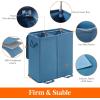 Lifewit Double Laundry Hamper with Lid and Removable Laundry Bags, Large Collapsible 2 Dividers Dirty Clothes Basket with Handles for Bedroom, Laundry Room, Closet, Bathroom, College, 136L Gray(Blue)