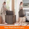 Lifewit Double Laundry Hamper with Lid and Removable Laundry Bags, Large Collapsible 2 Dividers Dirty Clothes Basket with Handles for Bedroom, Laundry Room, Closet, Bathroom, College, 136L Gray(Brown)