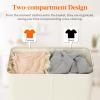 Lifewit Double Laundry Hamper with Lid and Removable Laundry Bags, Large Collapsible 2 Dividers Dirty Clothes Basket with Handles for Bedroom, Laundry Room, Closet, Bathroom, College, 136L Gray(White)