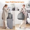 Lifewit Double Laundry Hamper with Lid and Removable Laundry Bags, Large Collapsible 2 Dividers Dirty Clothes Basket with Handles for Bedroom, Laundry Room, Closet, Bathroom, College, 136L Gray(Gray)
