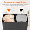 Lifewit Double Laundry Hamper with Lid and Removable Laundry Bags, Large Collapsible 2 Dividers Dirty Clothes Basket with Handles for Bedroom, Laundry Room, Closet, Bathroom, College, 136L Gray(Dark Gray)