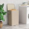 Lifewit Double Laundry Hamper with Lid and Removable Laundry Bags, Large Collapsible 2 Dividers Dirty Clothes Basket with Handles for Bedroom, Laundry Room, Closet, Bathroom, College, 136L Gray(Beige)