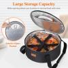 Lifewit Insulated Single Decker Round Casserole Carrier, Portable Pie Carrier Bag for Hot or Cold Food, Fits 12.5″ Baking Dish, Thermal Lunch Tote for Potluck Parties, Picnic and Cookouts, Grey(Black)