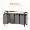 Lifewit Laundry Hamper 4 Section, 168L Pull out Laundry Clothes Basket Organizer with Large Top Shelf and 4 Removable Bags and Handles, Laundry Sorter for Laundry Room Bedroom Bathroom, Black(Gray)