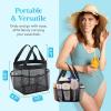 Lifewit Mesh Shower Caddy Freestanding Portable Shower Tote Bag for College Dorm, Bathroom, Gym, Travel, Quick Dry Hanging Organizer with 7 Storage Pockets for Toiletry Essentials, Medium,Black(Black)