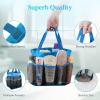 Lifewit Mesh Shower Caddy Freestanding Portable Shower Tote Bag for College Dorm, Bathroom, Gym, Travel, Quick Dry Hanging Organizer with 7 Storage Pockets for Toiletry Essentials, Medium,Black(Blue)