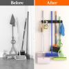 Lifewit Mop and Broom Holder Wall Mount, Anti-Slip Broom Hanger for Kitchen Organization, Heavy Duty Cleaning Supplies Organizer, Easy Install Tool Organizer for Closet, Garage, 5 Slot 6 Hooks, Black(Black)