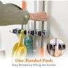 Lifewit Mop and Broom Holder Wall Mount, Anti-Slip Broom Hanger for Kitchen Organization, Heavy Duty Cleaning Supplies Organizer, Easy Install Tool Organizer for Closet, Garage, 5 Slot 6 Hooks, Black(Gray)