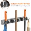 Lifewit Mop and Broom Holder Wall Mount, Anti-Slip Broom Hanger for Kitchen Organization, Heavy Duty Cleaning Supplies Organizer, Easy Install Tool Organizer for Closet, Garage, 5 Slot 6 Hooks, Black(Gray)