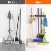 Lifewit Mop and Broom Holder Wall Mount, Anti-Slip Broom Hanger for Kitchen Organization, Heavy Duty Cleaning Supplies Organizer, Easy Install Tool Organizer for Closet, Garage, 5 Slot 6 Hooks, Black(Gray)