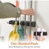 Lifewit Mop and Broom Holder Wall Mount, Anti-Slip Broom Hanger for Kitchen Organization, Heavy Duty Cleaning Supplies Organizer, Easy Install Tool Organizer for Closet, Garage, 5 Slot 6 Hooks, Black(Black)