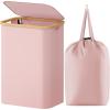 Lifewit 100L Laundry Basket with Lid, Clothes Hampers for Laundry with Bamboo Handles and A Removable Bag, Large Foldable Laundry Hamper for Bedroom, Bathroom, Dorm, Laundry Room, Beige(Pink)