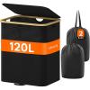 Lifewit 120L Double Laundry Hamper with Lid, Large Dual Laundry Basket Removable Bags, 2 Sections Aesthetic Clothes Hampers for Laundry with Bamboo Handles for Bedroom Bathroom Dorm, Black(Black)