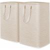 Lifewit 2 Pack Laundry Hamper Large Collapsible Laundry Baskets, Freestanding Waterproof Clothes Hamper with Easy Carry Handles in Laundry Room Bedroom Bathroom College Dorm for Adults, Grey, 2 x 80L(Beige)