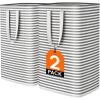 Lifewit 2 Pack Laundry Hamper Large Collapsible Laundry Baskets, Freestanding Waterproof Clothes Hamper with Easy Carry Handles in Laundry Room Bedroom Bathroom College Dorm for Adults, Grey, 2 x 80L(Black)