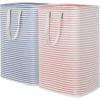 Lifewit 2 Pack Laundry Hamper Large Collapsible Laundry Baskets, Freestanding Waterproof Clothes Hamper with Easy Carry Handles in Laundry Room Bedroom Bathroom College Dorm for Adults, Grey, 2 x 80L(Blue-Pink)
