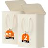 Lifewit 65L Slim Laundry Hamper, Small Laundry Basket with Lid, Dirty Narrow Collapsible Clothes Storage with Easy Carry Extended Handles, Tall Hampers for Bedroom Laundry Room, White, 2 Packs(White)