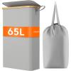 Lifewit 65L Slim Laundry Hamper with Lid, Narrow Laundry Basket with Removable Bag & Bamboo Handles, Fodable Thin Dirty Clothes Hamper for Laundry Collapsible Bin for Bathroom Bedroom Dorm, Dark Gray(Silver Grey)