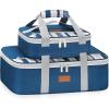 Lifewit Duo Insulated Casserole Carrier for Hot or Cold Food, Lasagna Holder 2 Compartments, Thermal Lunch Tote for Potluck Parties Cookouts, Fits 9″x13″ Casserole Dish, Gray(Blue)