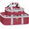 Lifewit Duo Insulated Casserole Carrier for Hot or Cold Food, Lasagna Holder 2 Compartments, Thermal Lunch Tote for Potluck Parties Cookouts, Fits 9″x13″ Casserole Dish, Gray(Red)