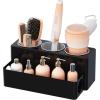 Lifewit Hair Tool Organizer Countertop, Removable Blow Dryer Holder for Bathroom Vanity, Acrylic Hot Tools Organizer Storage for Hair Dryer, Curling Iron, Brush, Straightener, 3 Stainless Cups, White(Black)