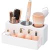 Lifewit Hair Tool Organizer Countertop, Removable Blow Dryer Holder for Bathroom Vanity, Acrylic Hot Tools Organizer Storage for Hair Dryer, Curling Iron, Brush, Straightener, 3 Stainless Cups, White(White)