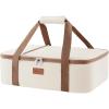 Lifewit Insulated Single Decker Casserole Carrier for Hot or Cold Food, Casserole Dish Carrying Case, Lasagna Holder for Potluck Parties, Picnic and Cookouts, Fits 9″x13″ Baking Dish, Grey(Beige)