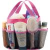 Lifewit Mesh Shower Caddy Freestanding Portable Shower Tote Bag for College Dorm, Bathroom, Gym, Travel, Quick Dry Hanging Organizer with 7 Storage Pockets for Toiletry Essentials, Medium,Black(Pink)