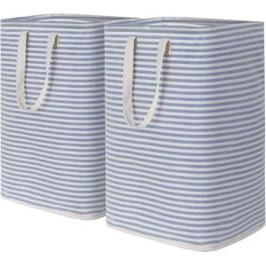 Lifewit 2 Pack Laundry Hamper Large Collapsible Laundry Baskets, Freestanding Waterproof Clothes Hamper with Easy Carry Handles in Laundry Room Bedroom Bathroom College Dorm for Adults, Grey, 2 x 80L(Blue)