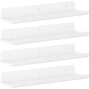 Lifewit Floating Shelves for Wall, 6 Pack 15″ Clear Acrylic Shelf Room Decor for Book/Figures/Photo/Makeup in Bathroom, Book Shelf, Living Room, Bedroom, Kitchen Storage and Organization(White)