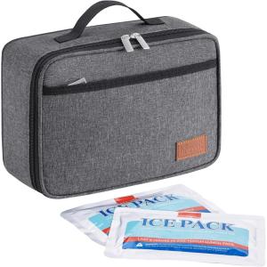 Lifewit Freezable Lunch Box, Insulated Reusable Lunch Bag with 2 Ice Packs, Mini Cooler Snack Bag for Bento Box for Salad, Sandwich, Snacks fo Men Women for Work, Black 5L(Dark Gray)