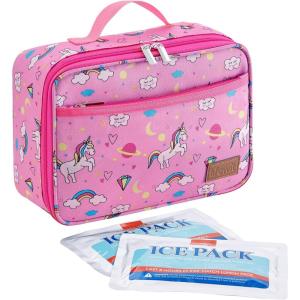 Lifewit Freezable Lunch Box, Insulated Reusable Lunch Bag with 2 Ice Packs, Mini Cooler Snack Bag for Bento Box for Salad, Sandwich, Snacks fo Men Women for Work, Black 5L(Pink)
